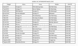 jadwal sriwijaya FC