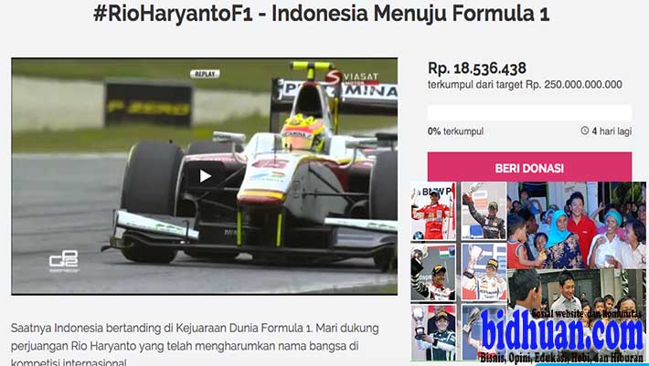 Netizen Galang Dana Untuk Rio Haryanto Agar Harumkan Indonesia di F1