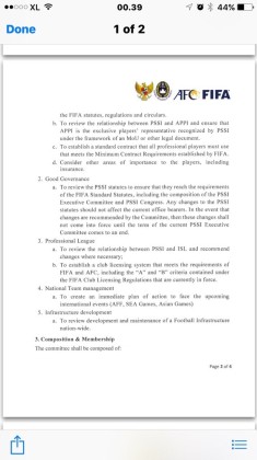 surat FIFA tentang tim adhoc