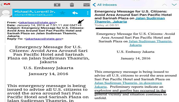 Ternyata E-Mail Kedubes Amerika Terkait Bom Sarinah Setelah Kejadian