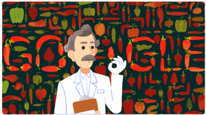 @utyfmmedari Jan 22 [WHATS UP TODAY] Google Doodle ngerayain ulang tahun Wilbur Scoville apoteker yg nemuin tingkat kepedasan cabai #SB 