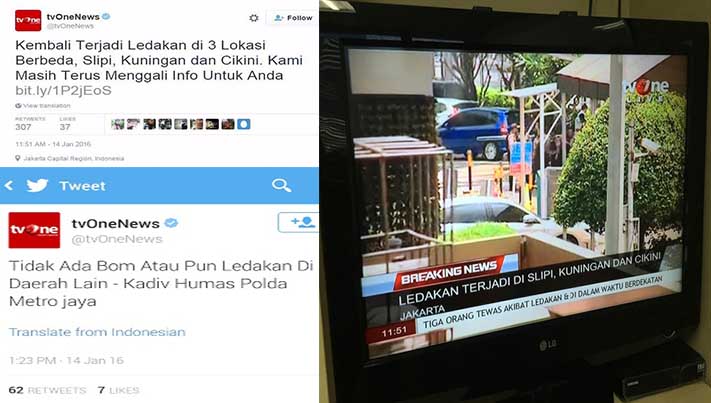 TV One Sebarkan HOAX tentang Bom Sarinah Jadi Rujukan Media Asing