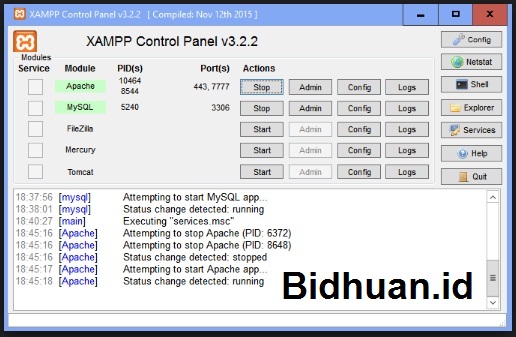 Tampilan XAMPP Tampilan XAMPP