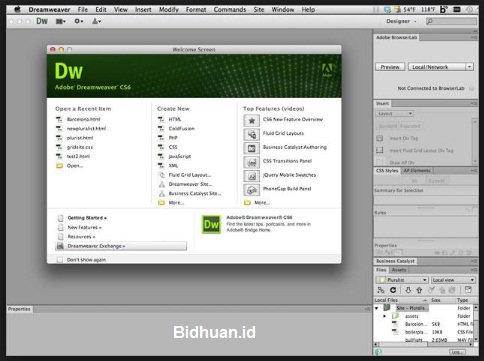 Tampilan Dreamweaver Tampilan Dreamweaver